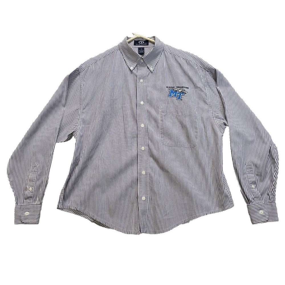 Vantage Shirt Mens Medium White Stripe Middle Tennessee Blue Raiders Button Down